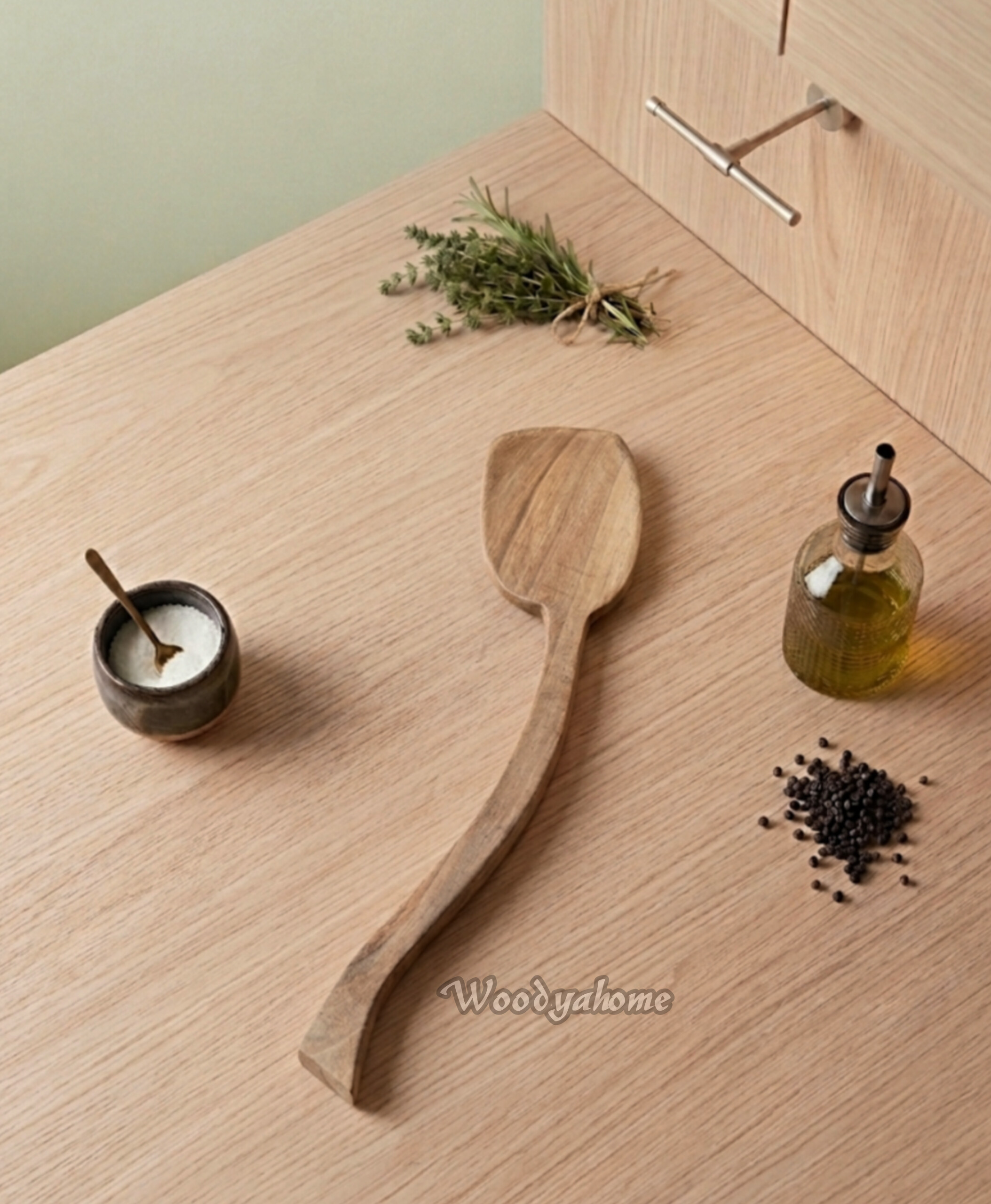 کفگیر چوبی دستساز وودیاهوم (چوب گردو) طرح منحنی